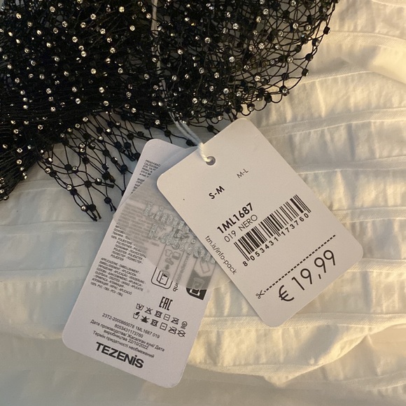 Limited-Edition Long- Bell Sleeved Rhinestone Mesh Crop Top NWT - Picture 6 of 8